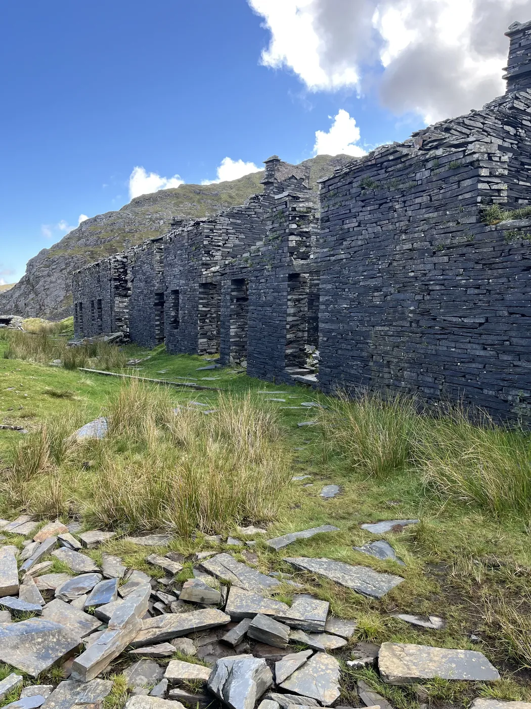 Historic slate buildings in Cwmorthin