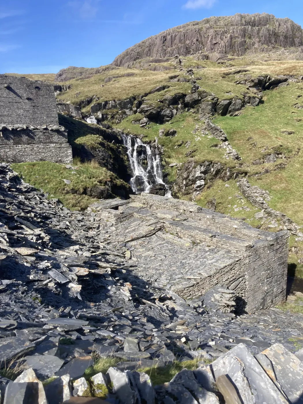Slate quarry foundations at Cwmorthin